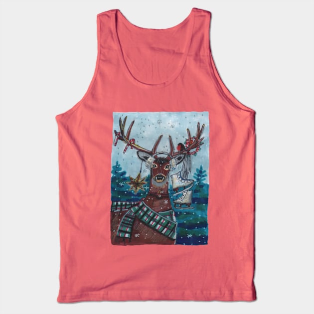 Festive Reindeer Tank Top by Mila-Ola_Art